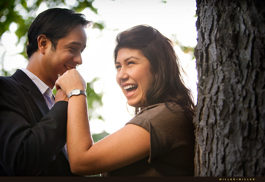 candid quirky engagement photo