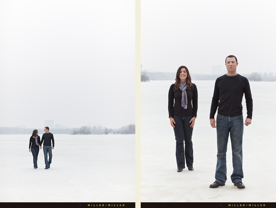 chicago frozen lake ice engagement photography