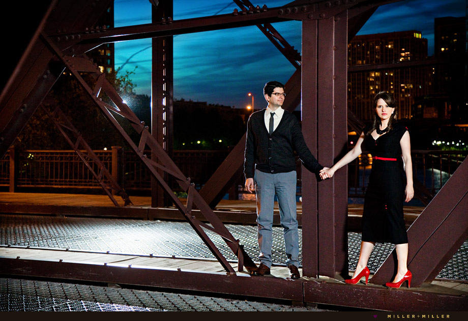 classy chicago street sunset engagement photos