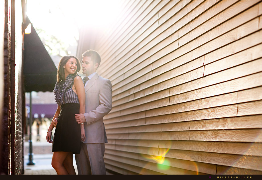 downtown naperville sunset engagement photo downtown naperville sunset engagement photo