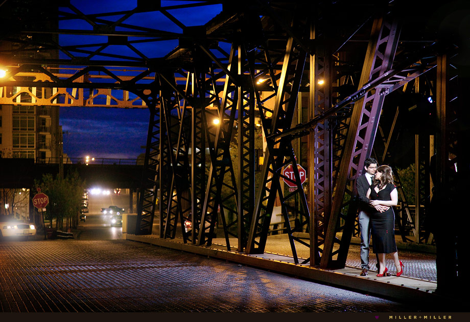 industrial bridge chicago night photography