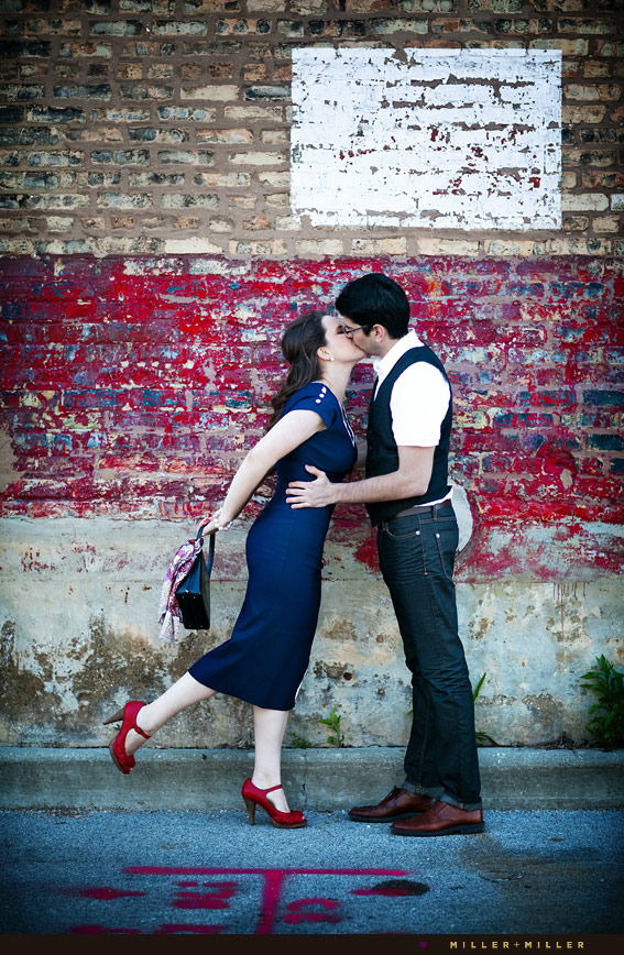 old hollywood vintage kiss red wall chicago