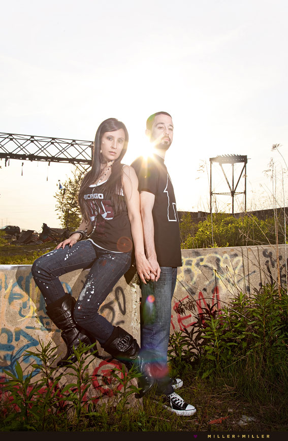 chicago dj engagement couple industrial edgy pictures