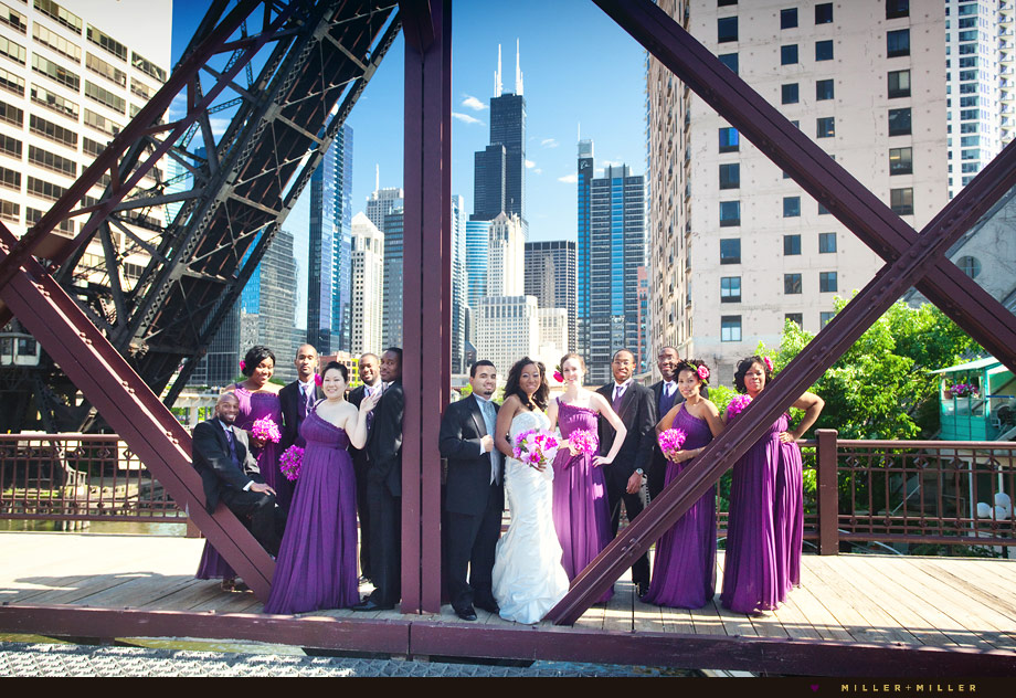 wedding party on bridge images