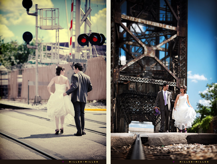 modern chicago wedding photography train bridge modern chicago wedding photography train bridge