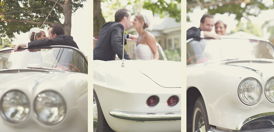 60's vintage corvette wedding couple