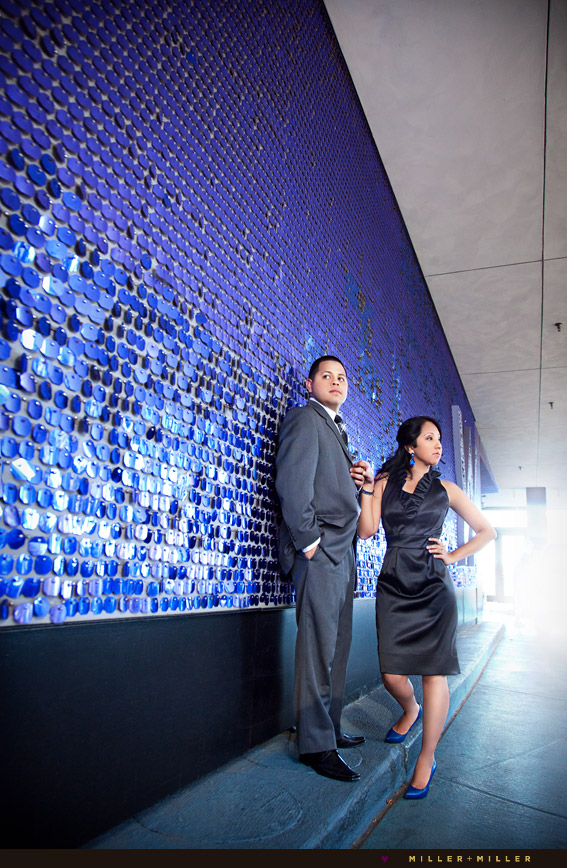 bright blue colorful wall engagement