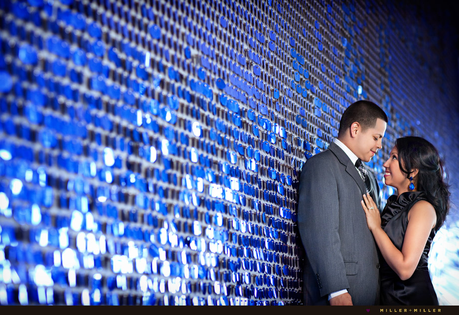 colorful sparkly wall chicago engagement