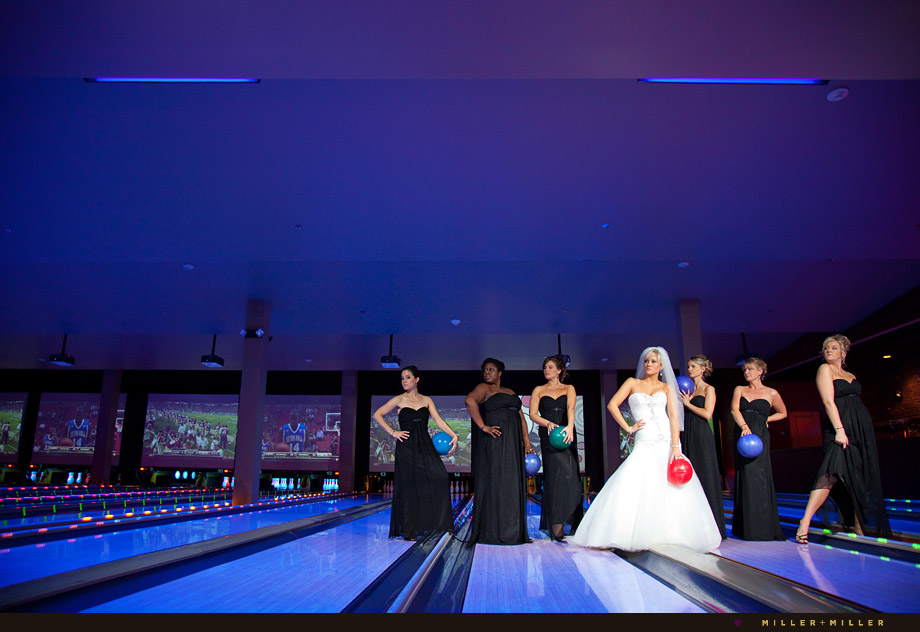 wedding photos bowling lane