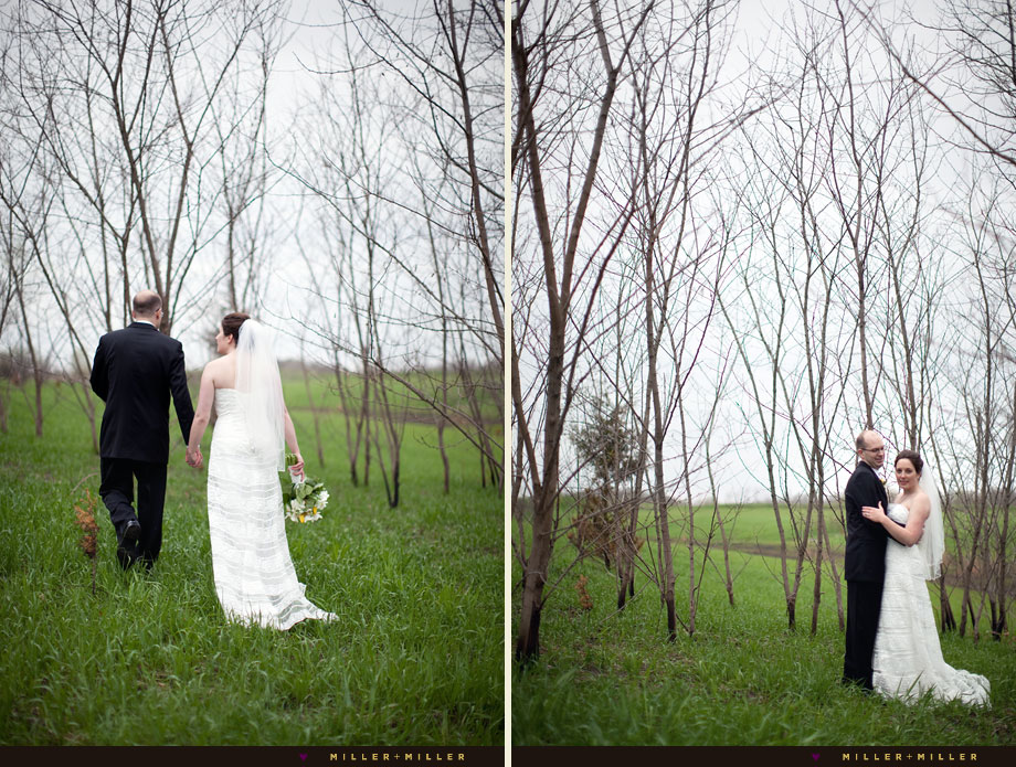 elegant wedding portraits grassy field