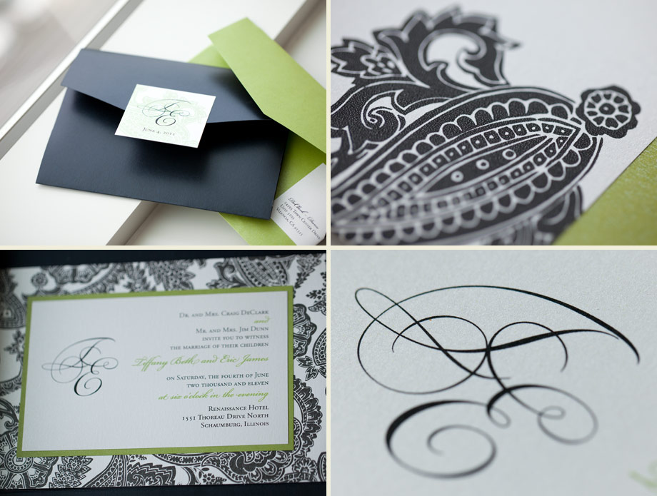 green black elegant wedding papers