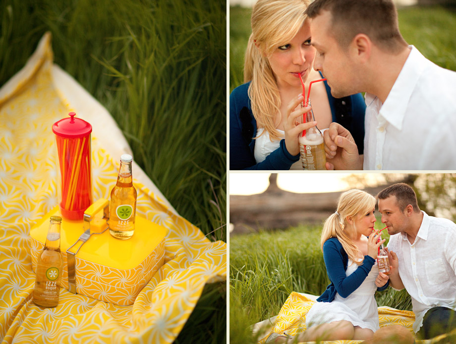 vintage style picnic engagement photography