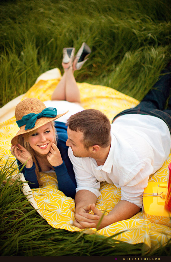 yellow vintage inspired engagement photos