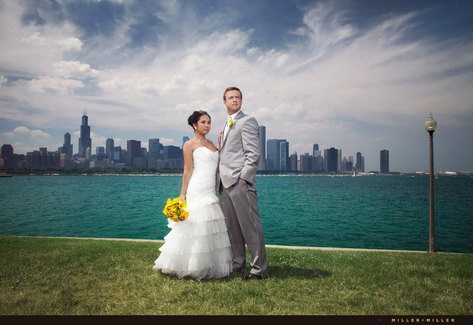 bride groom skyline chicago