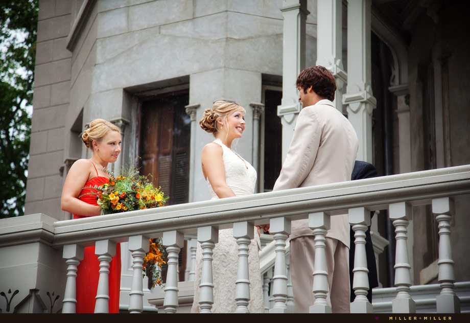 ceremony vows on staircase balcony
