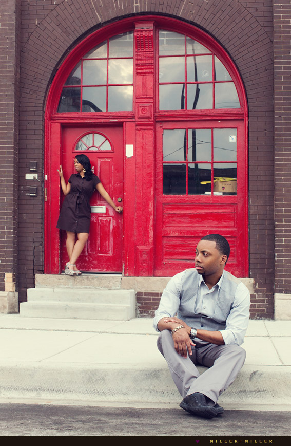 colorful red painted door engagement