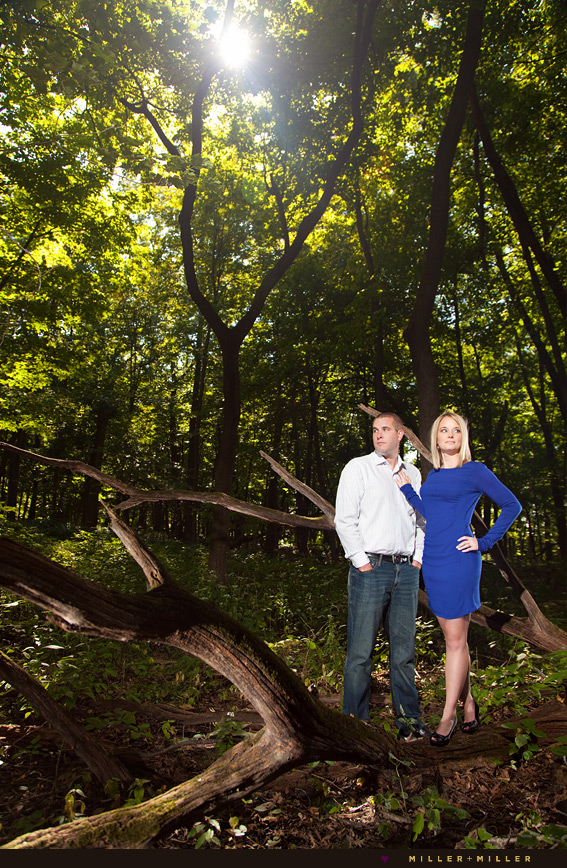 engagement photos wooded forest preserve