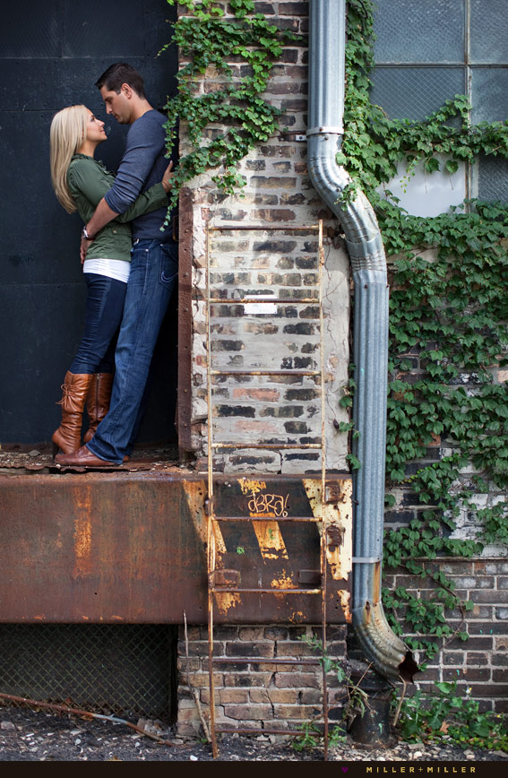 couple outside urban city loft photos