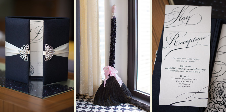 black pink handmade wedding broom