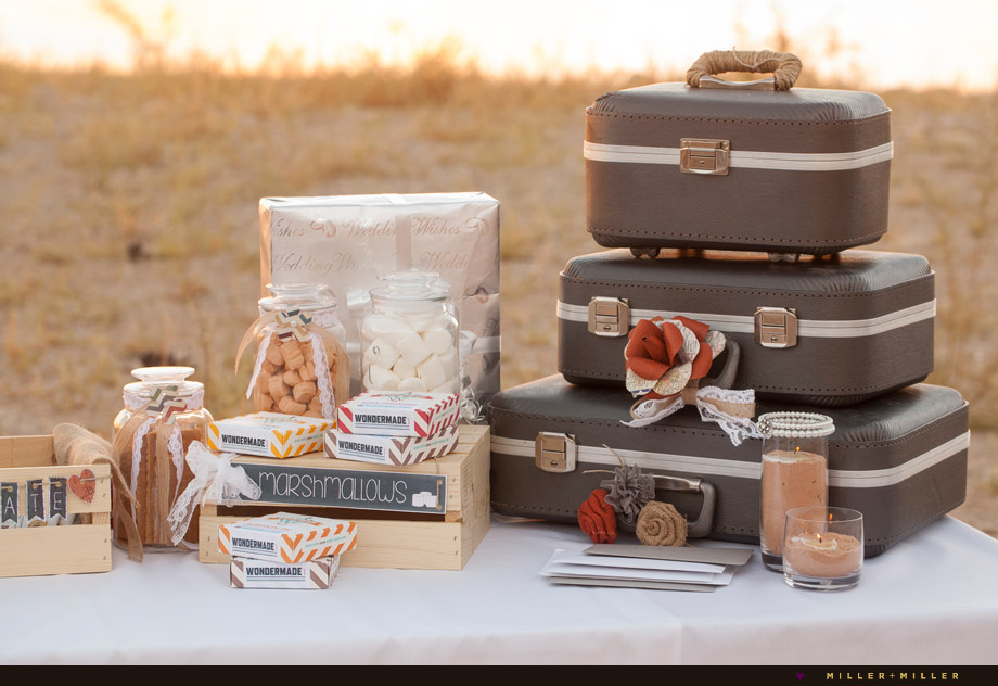 vintage suitcases outdoor desert wedding