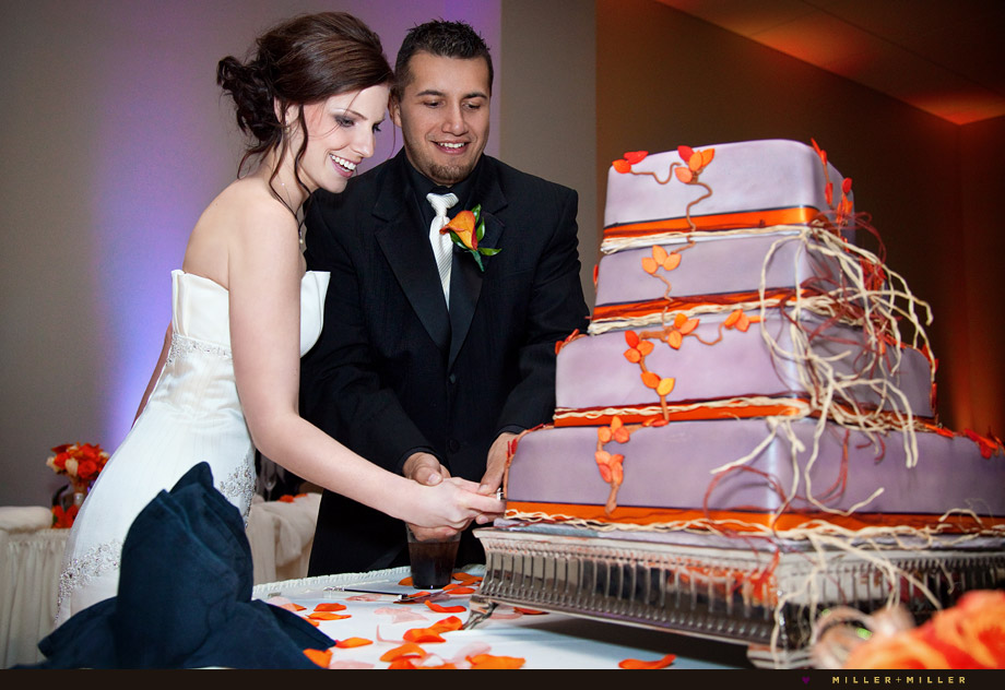 fall purple orange wedding cake