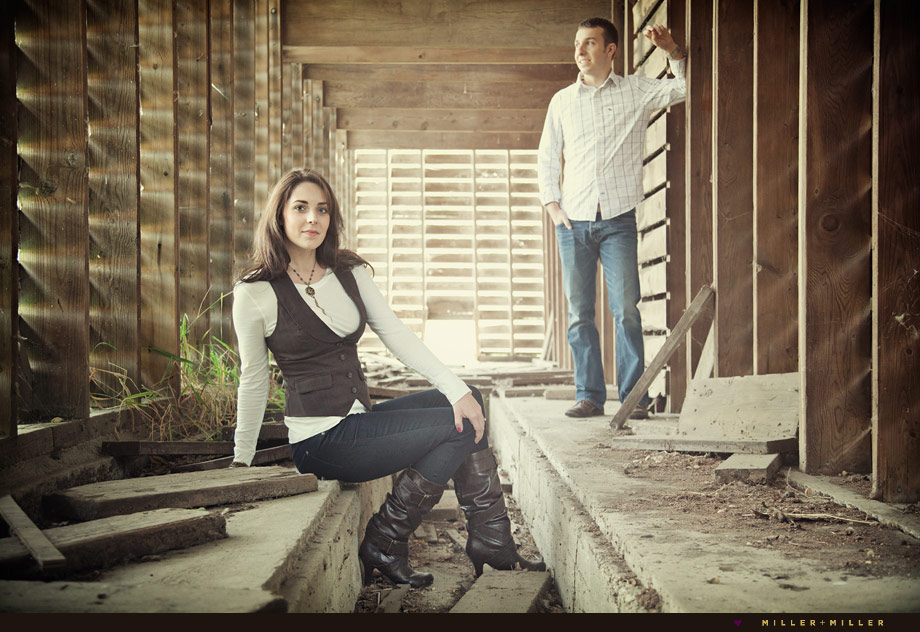 chicago crumbling barn engagement pictures
