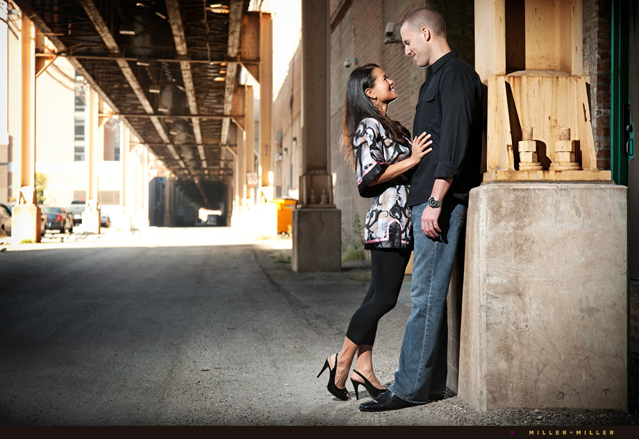 edgy engagement pictures downtown chicago