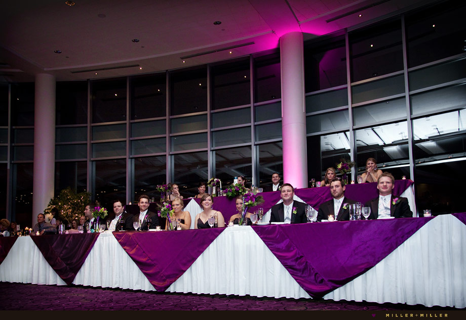 purple head table reception