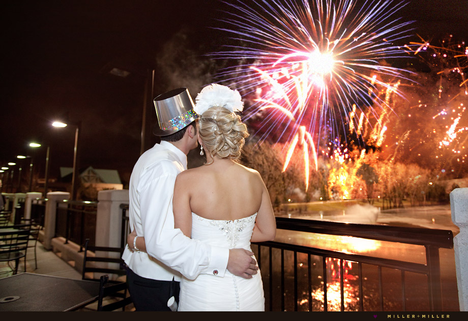 fireworks New Year's bride groom