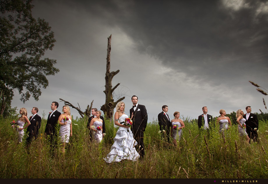 dramatic bridal party group photographs