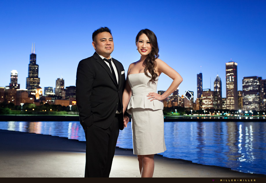 formal portraits by water skyline