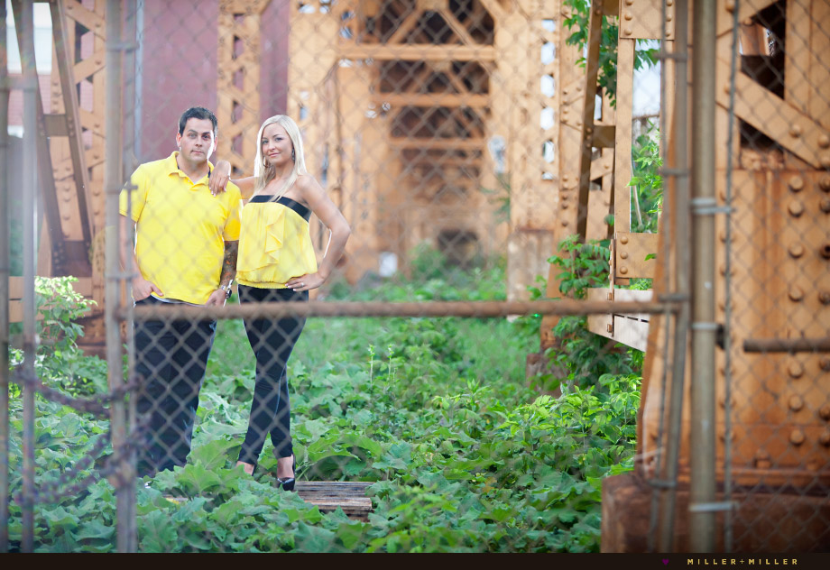 gritty chicago L train engagement session