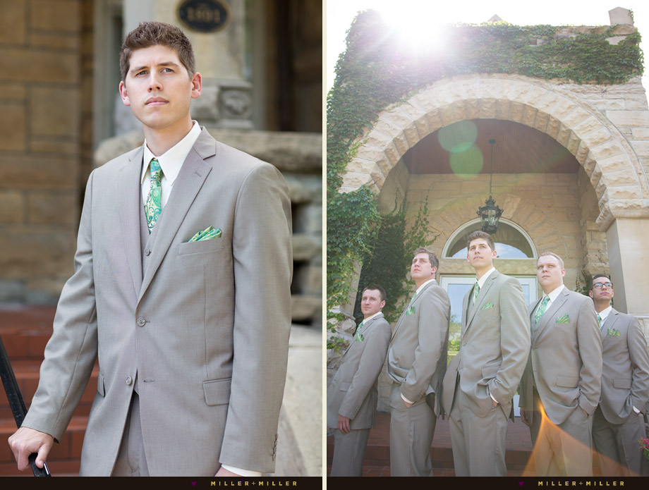 groom grey suit turquoise tie pocket square