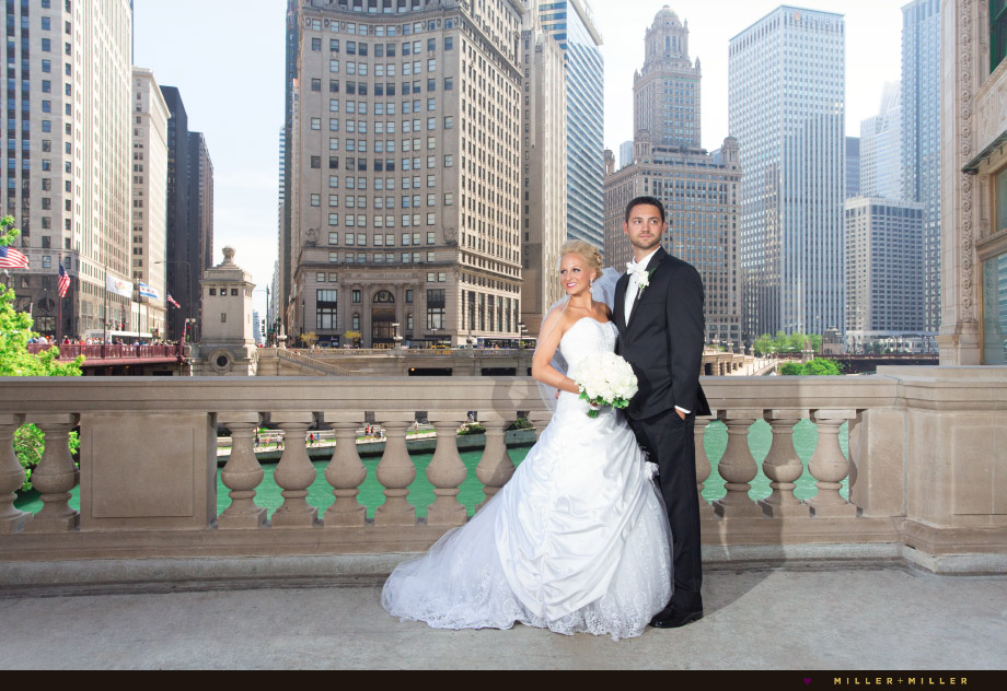 chicago river michigan avenue bridge wedding photographs