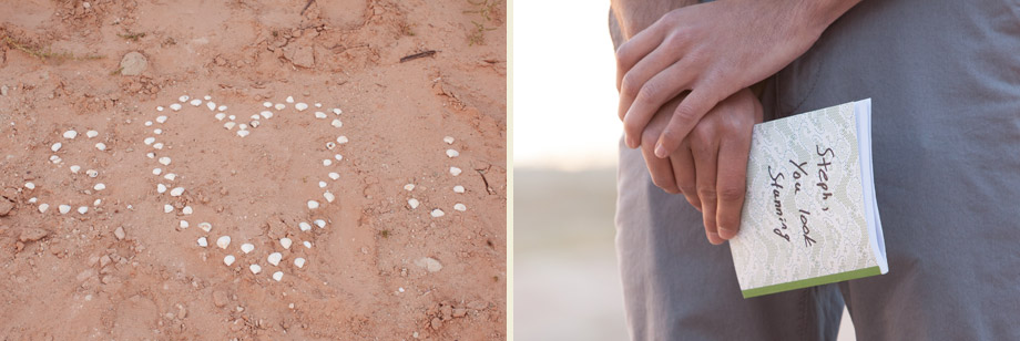 bride groom initials shells heart in sand