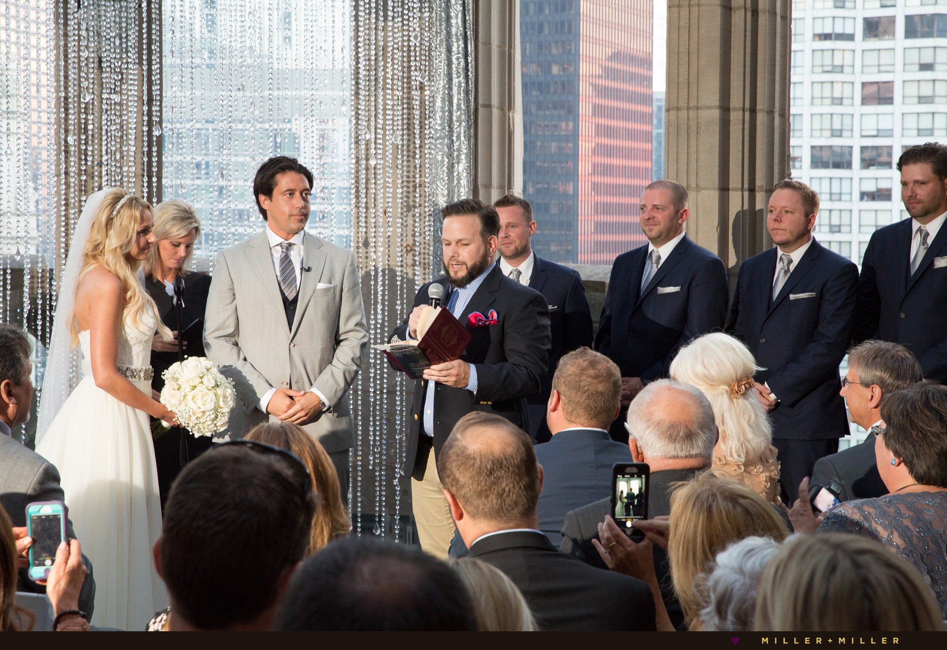 Chicago skyline wedding ceremony