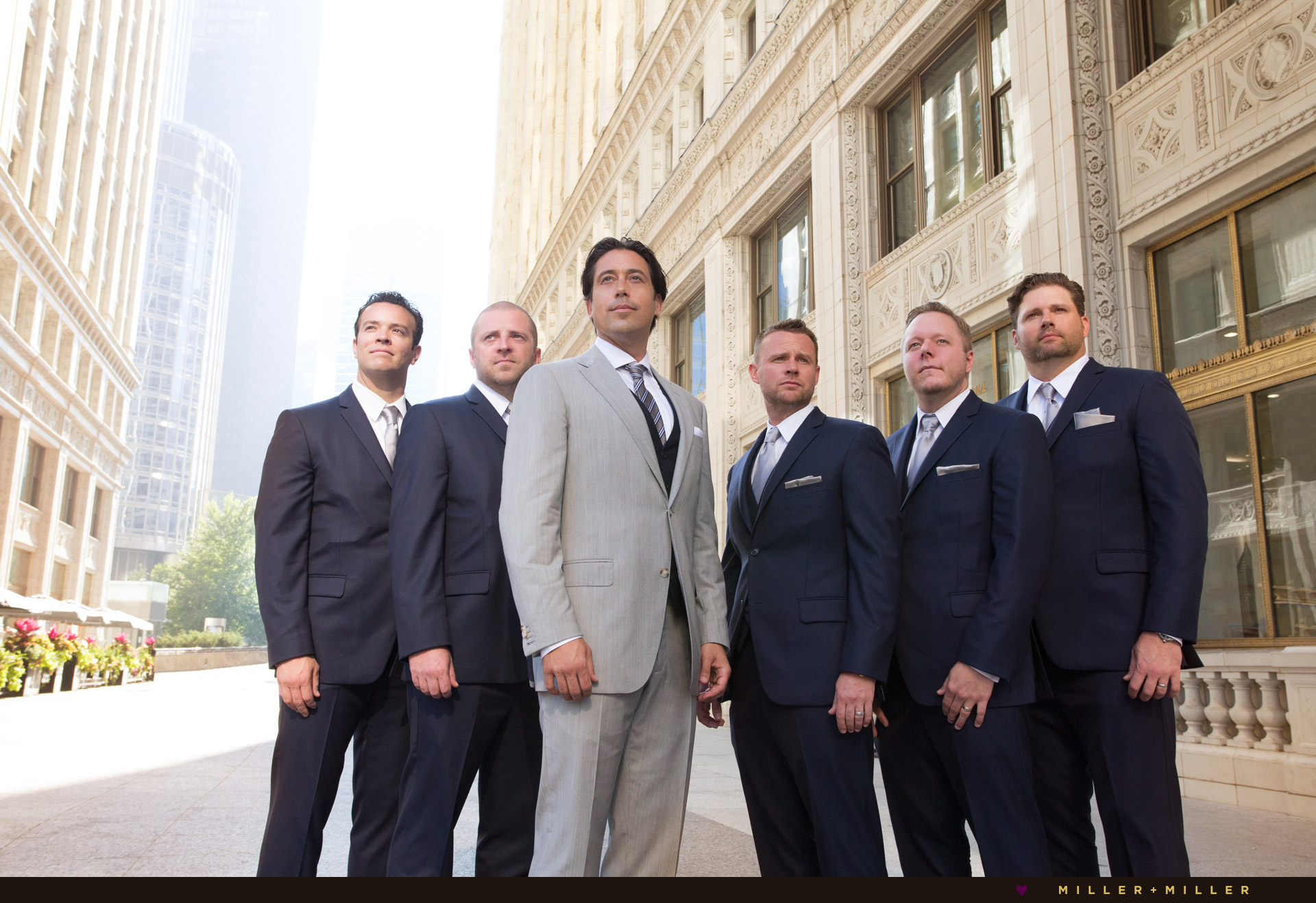 historic wrigley building groom groomsmen