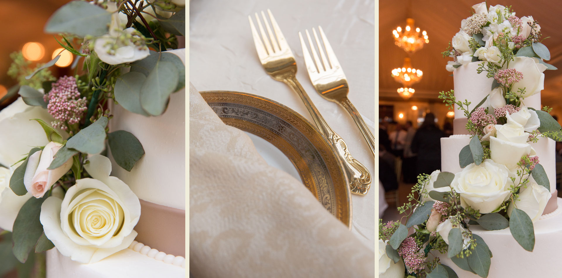 luxury wedding gold plated flatware cake photos