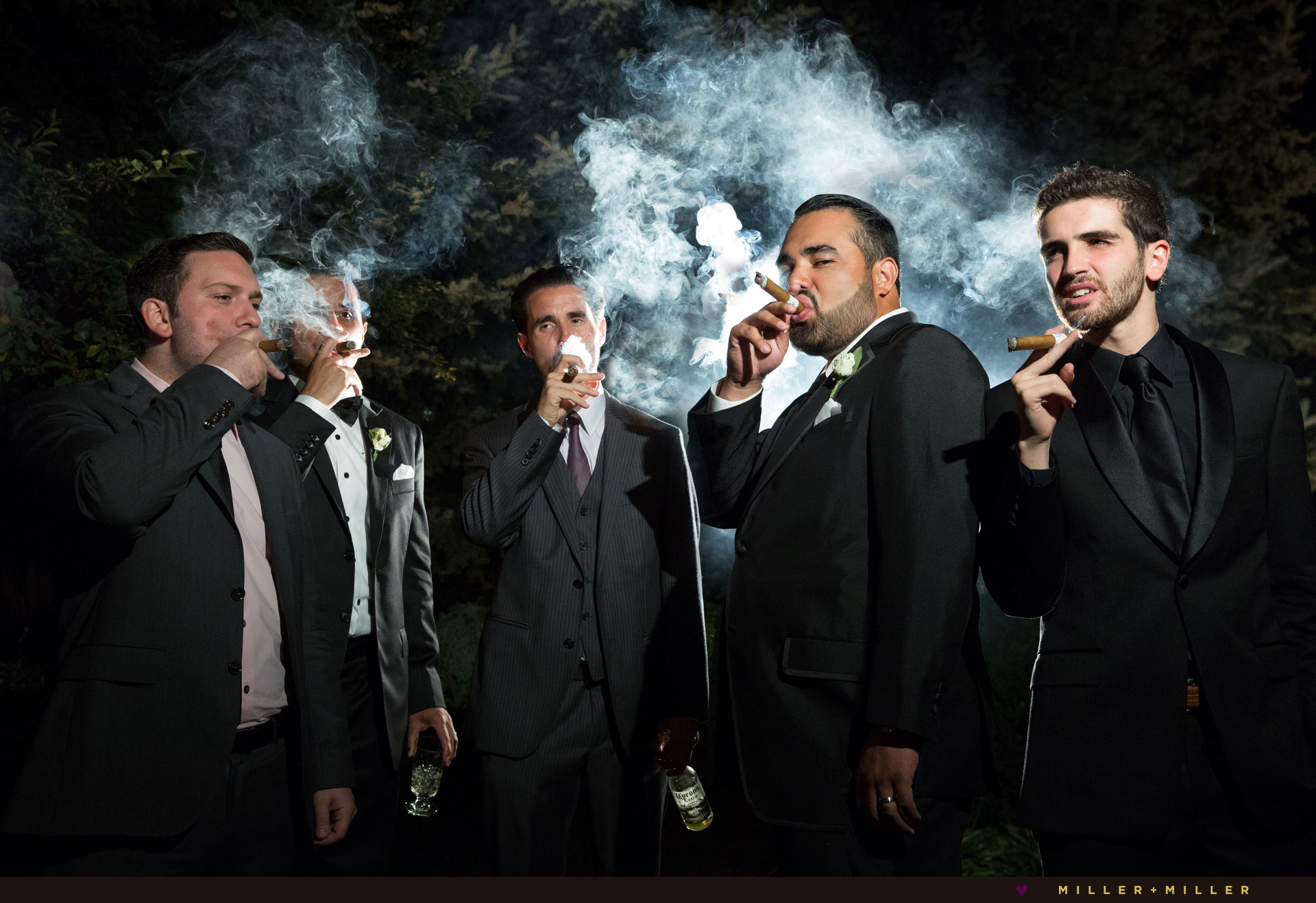 smoking cigar wedding reception photos