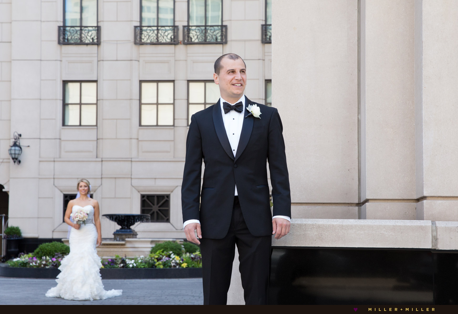 elegant groom bride portraits Chicago